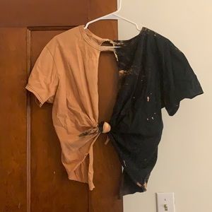 Bleached tie front crop shirt